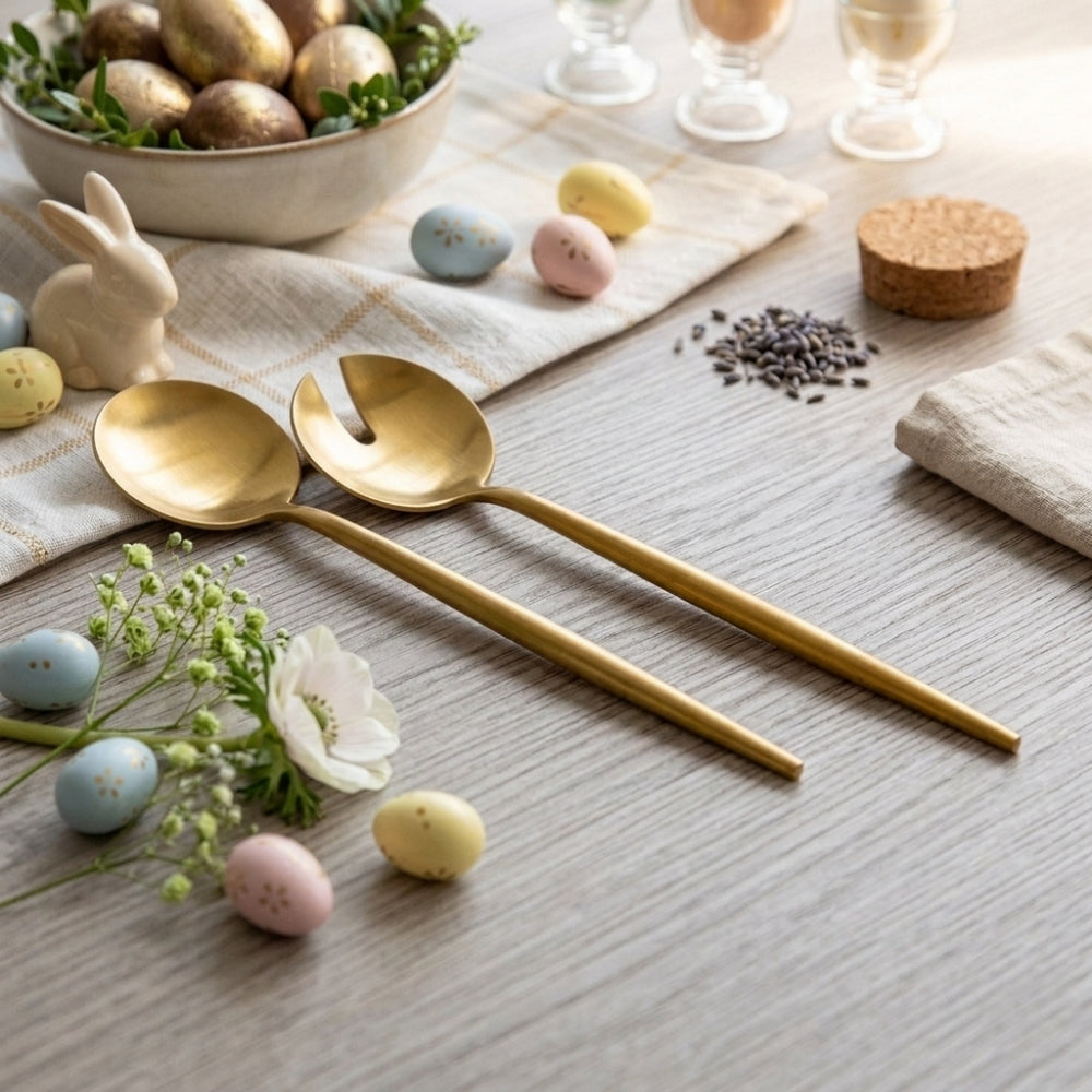 Cuorematto Cuor di Gourmet Posate Insalata Oro Set 2 pz  (22 cm)