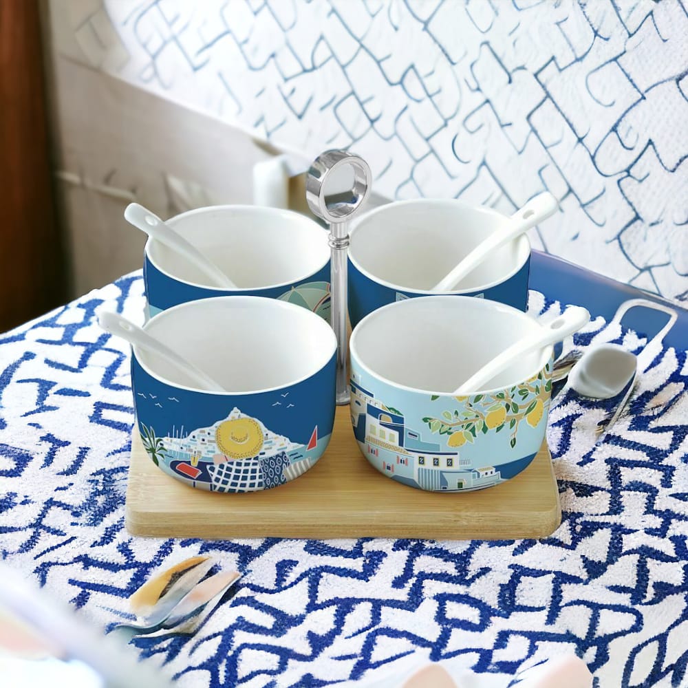 Easy Life Set Aperitivo Sea Dreams in Porcellana 17x17 cm