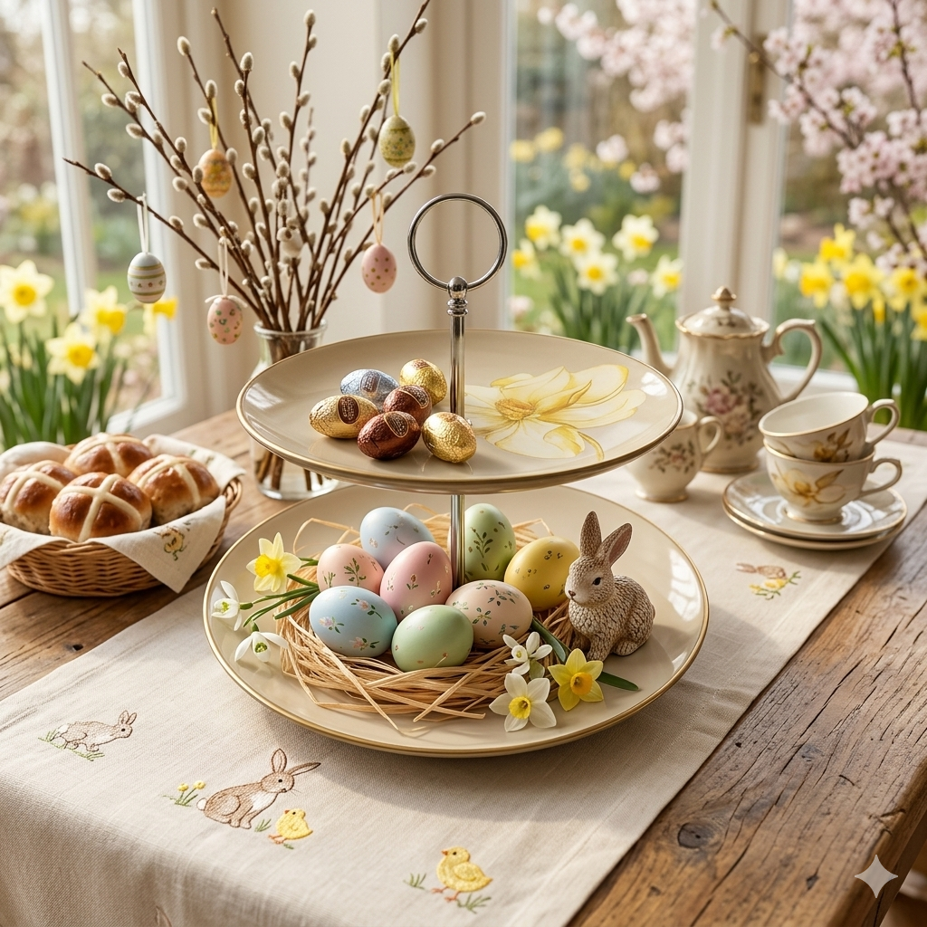 Noritale Etagere Alzata 2 Piani Porcellana Fiore Black H 27 cm