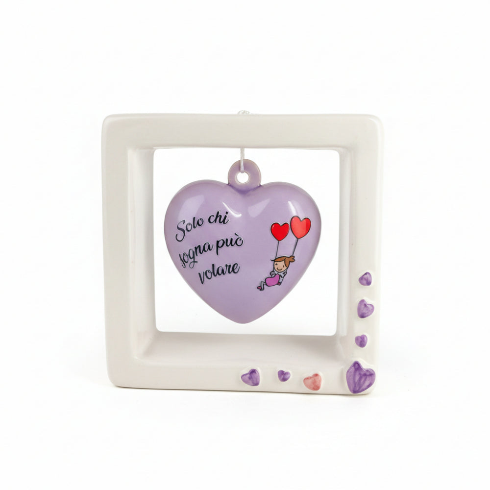 Spago di Terra Quadro Cuore con Frase Decorativa 15x15 cm