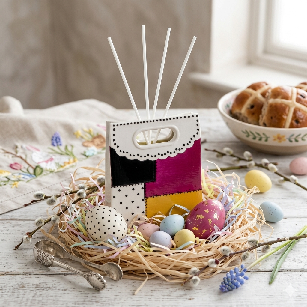 Sharon Diffusore Shopper Bag Porcellana Cuore Pois 16 cm