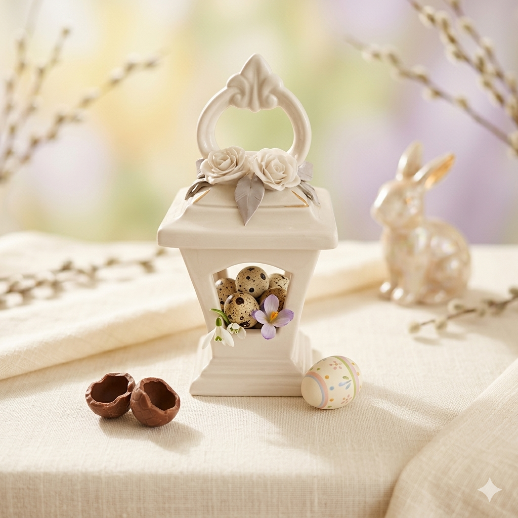 Sharon Lanterna Porcellana Capodimonte Artigianale H16x9 cm