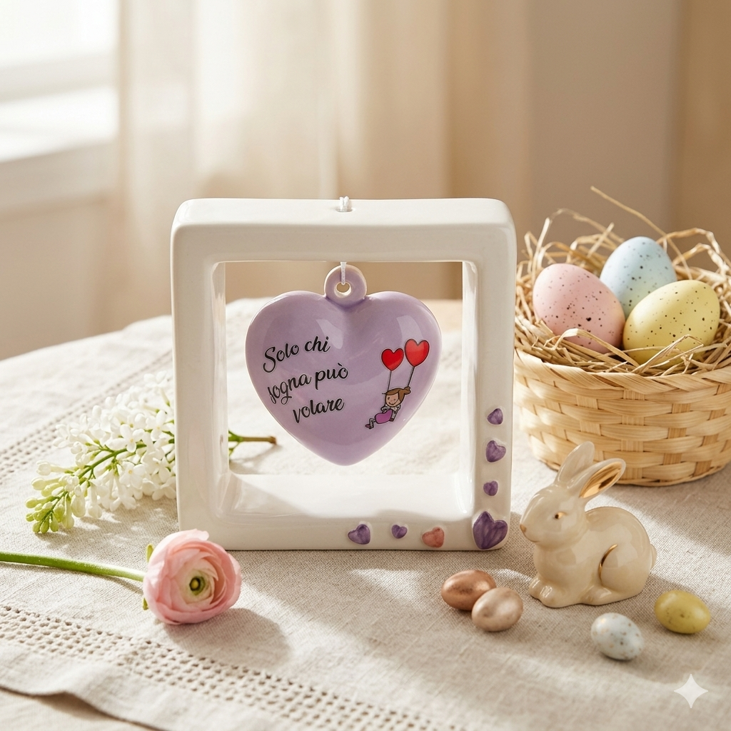 Spago di Terra Quadro Cuore con Frase Decorativa 15x15 cm