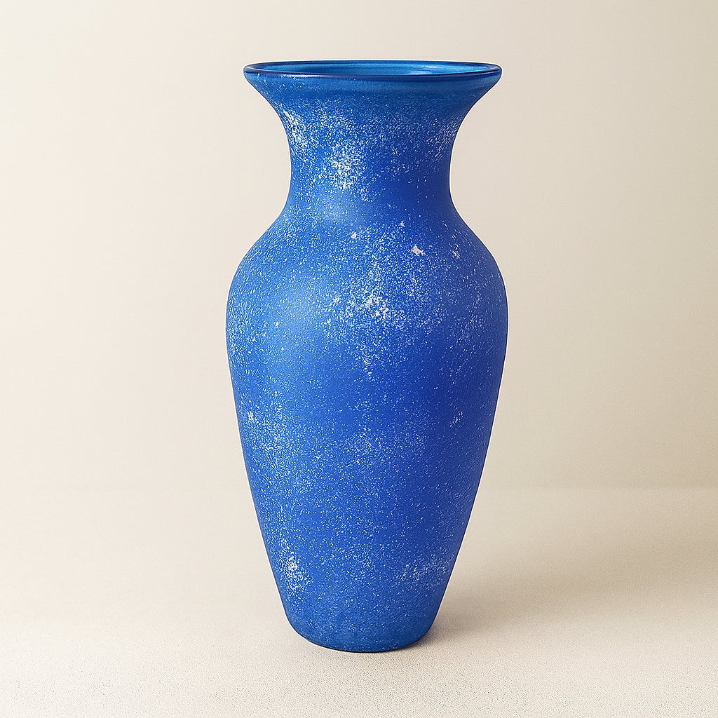 Boan Vaso Vetro Satinato Blu Stellato H 37×16 cm