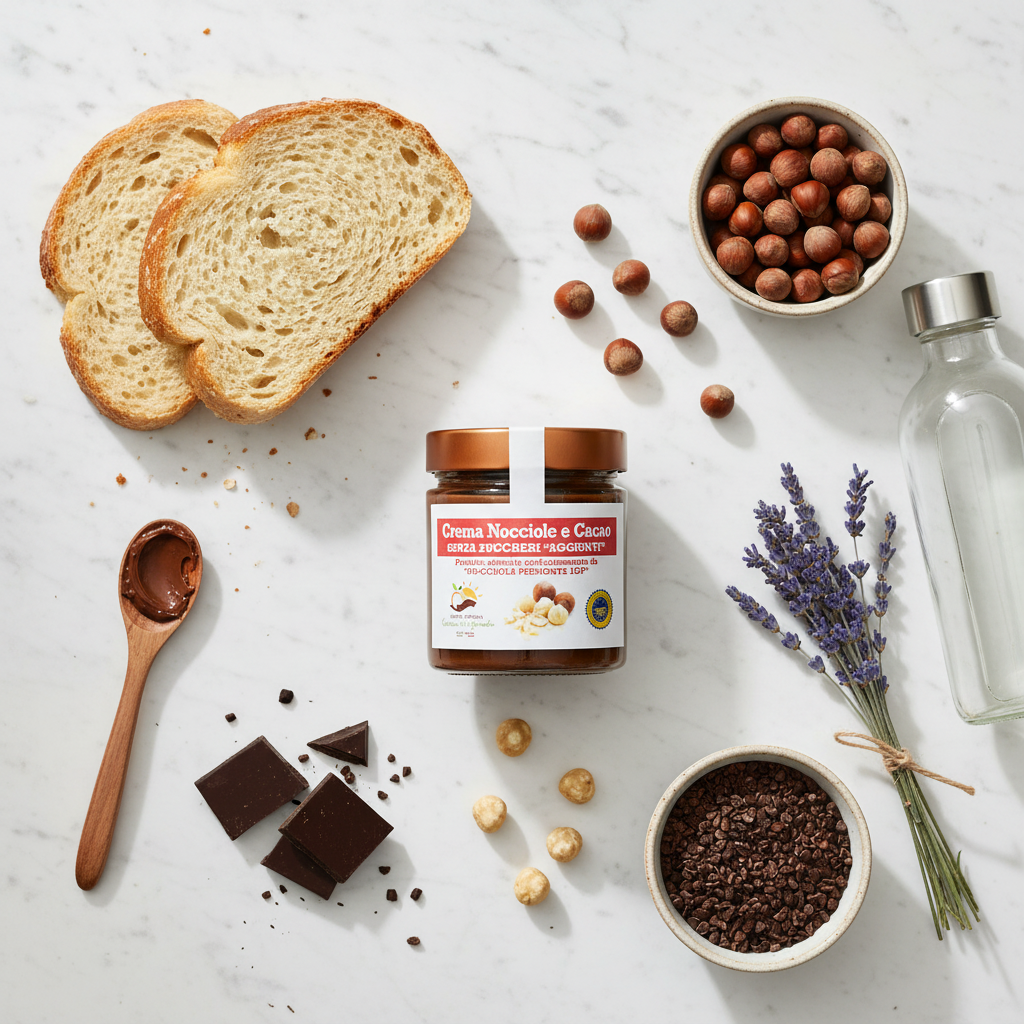 Crema nocciole e cacao senza zuccheri aggiunti