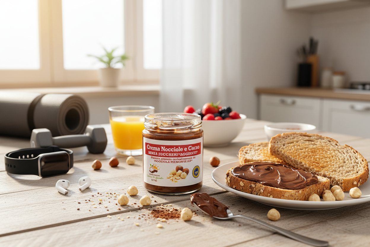 Crema nocciole e cacao senza zuccheri aggiunti