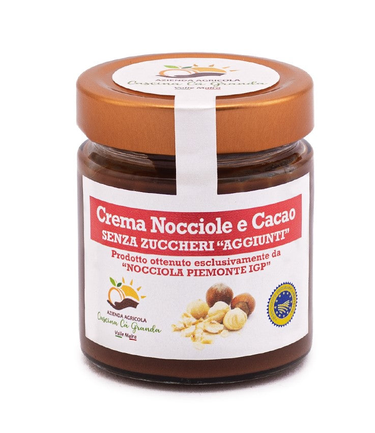 Crema nocciole e cacao senza zuccheri aggiunti
