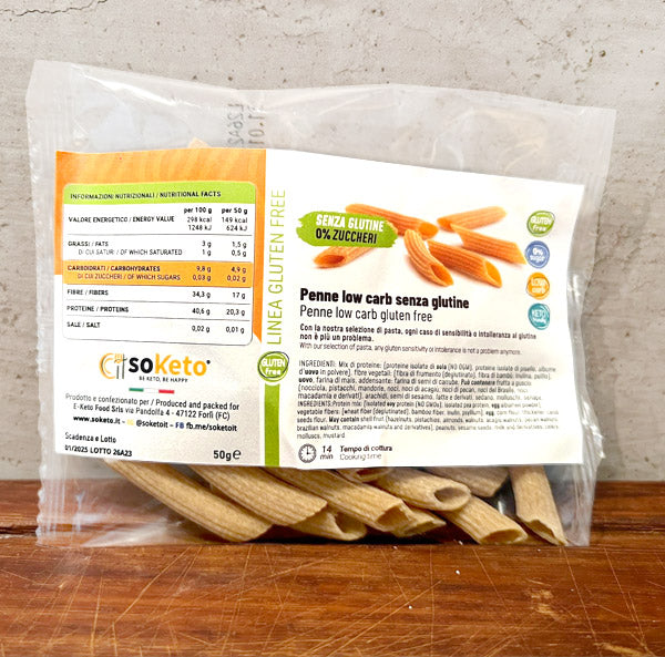 Penne KETO SENZA GLUTINE 0 % zuccheri - 50gr